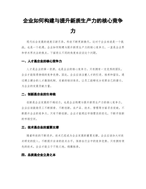 企业如何构建与提升新质生产力的核心竞争力