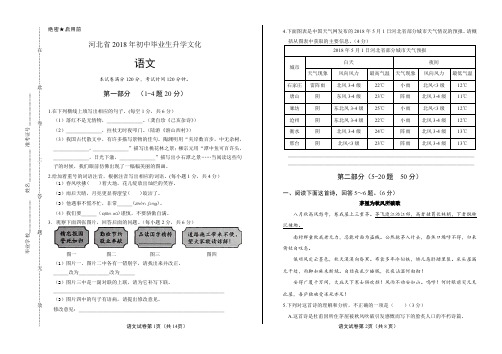 2018年河北省中考语文试卷含答案