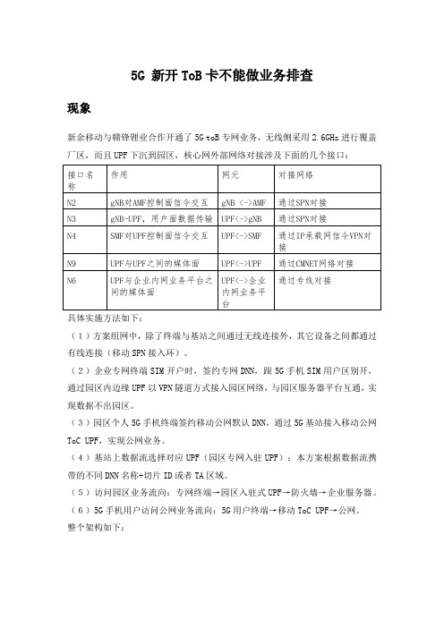 5G 新开ToB卡不能做业务排查