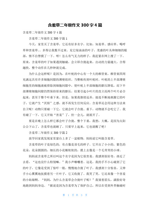 含羞草二年级作文300字4篇