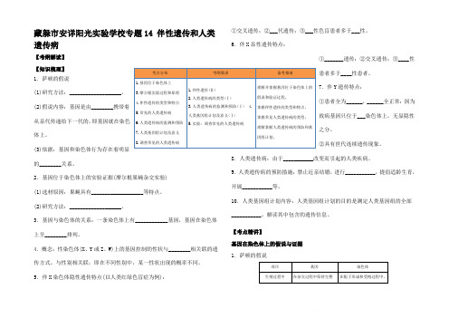 高考生物一轮复习 伴性遗传和人类遗传病