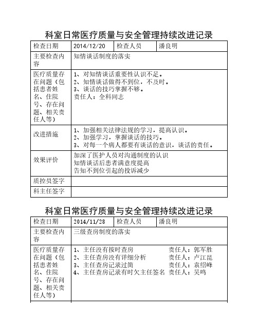 医疗质量安全管理记录