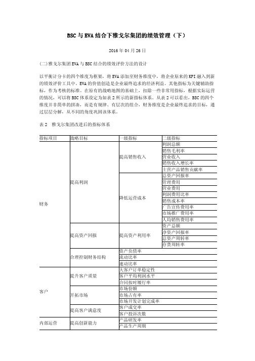 BSC与EVA结合下雅戈尔集团的绩效管理(下)