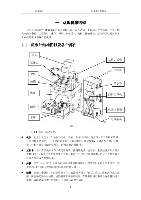 关于机床结构和维护保养方面的内容