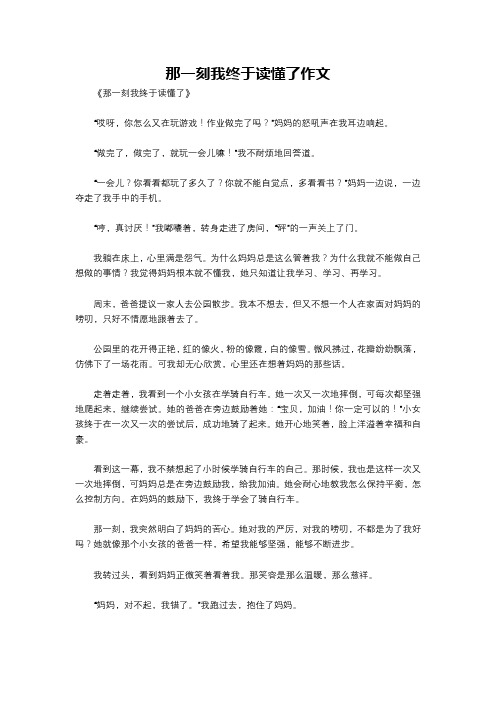 那一刻我终于读懂了作文