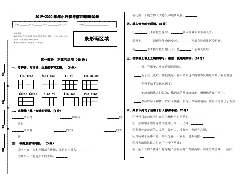 2019-2020学年人教部编版语文小升初考前冲刺测试卷 (7)(有答案)