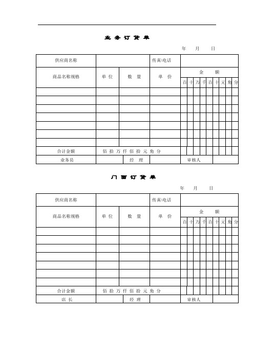 订退换货等表格汇总(出货、借货、出库、询价)