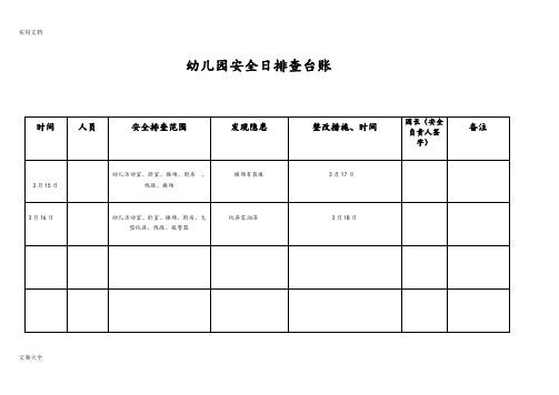 幼儿园教育安全系统日排查台账