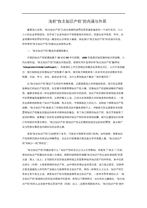 浅析“自主知识产权”的内涵与外延