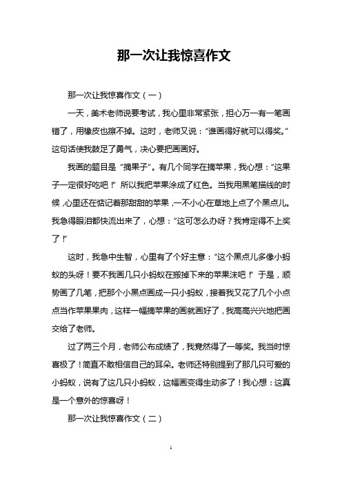 那一次让我惊喜作文