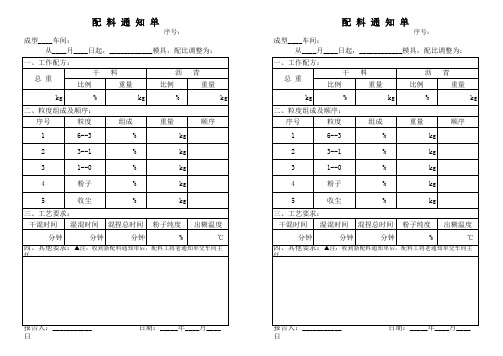 配料通知单