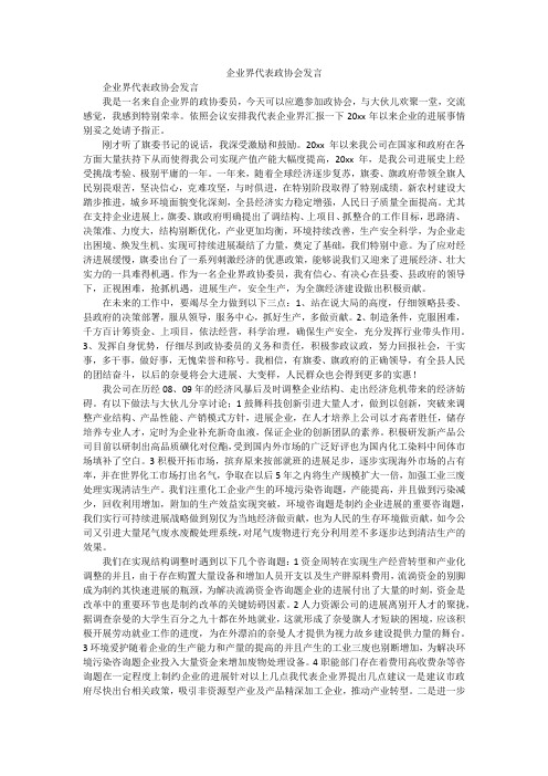 企业界代表政协会发言