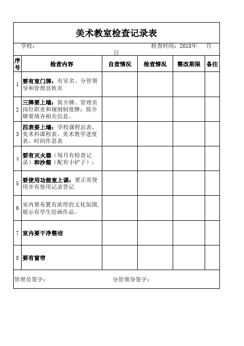 5.美术教室检查记录表