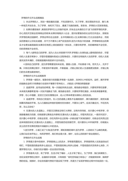 关于梦想目的的作文开头结尾段落