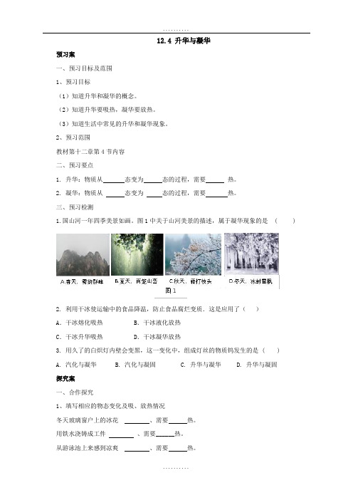 精品沪科版物理九年级导学案：12.4升华与凝华