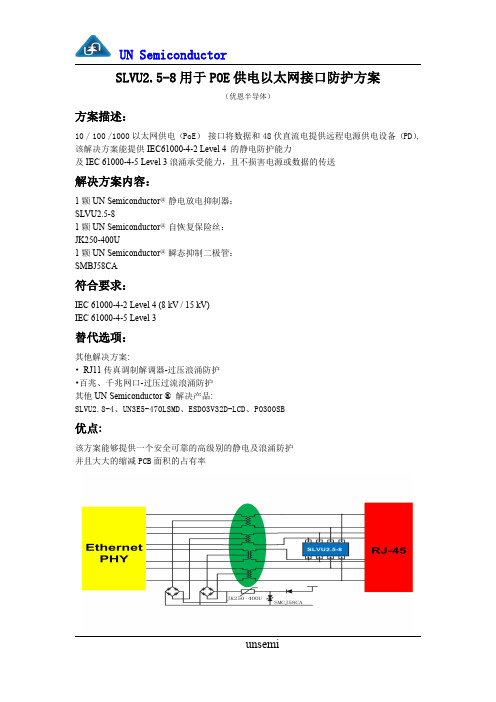 SLVU2.5-8用于POE供电以太网接口防护方案