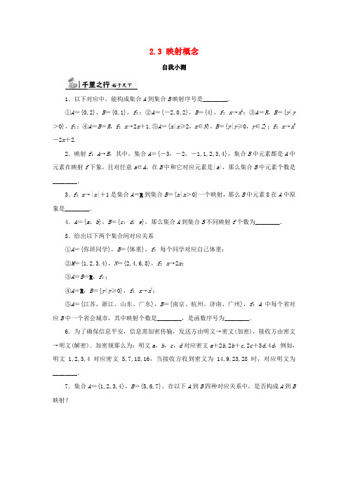 高中数学第二章函数概念与基本初等函数I2.3映射的概念自我小测苏教版必修1