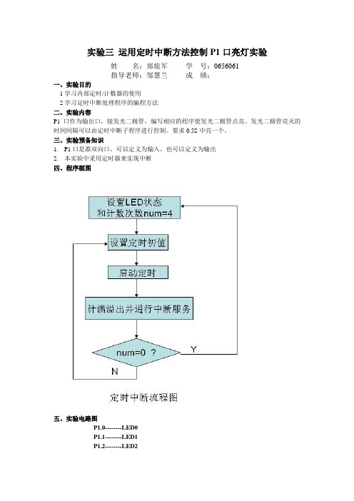 跑马灯1秒间隔闪烁---运用定时中断方法控制P1口亮灯实验