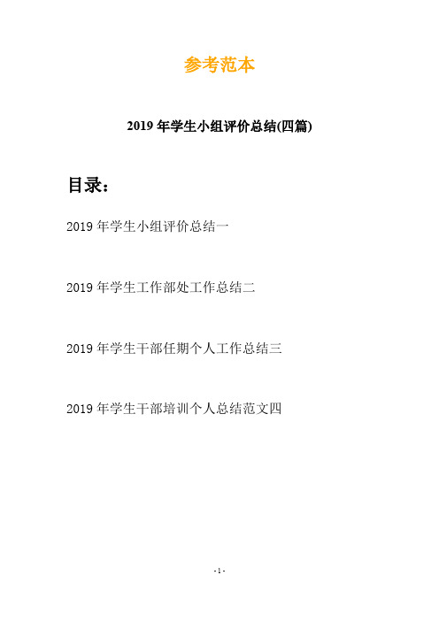 2019年学生小组评价总结(四篇)