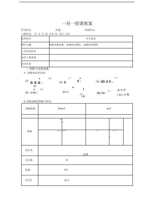 指数对数函数、函数的奇偶性、函数的单调性