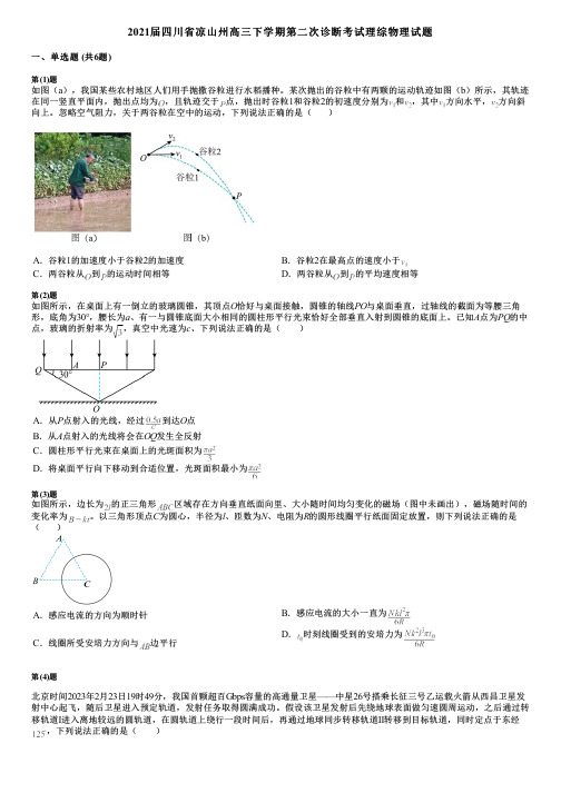 2021届四川省凉山州高三下学期第二次诊断考试理综物理试题