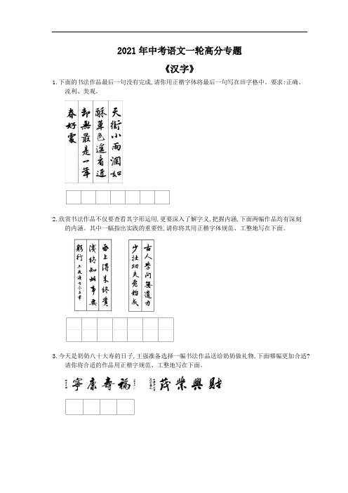 2021年中考语文一轮高分专题《汉字》(含答案)