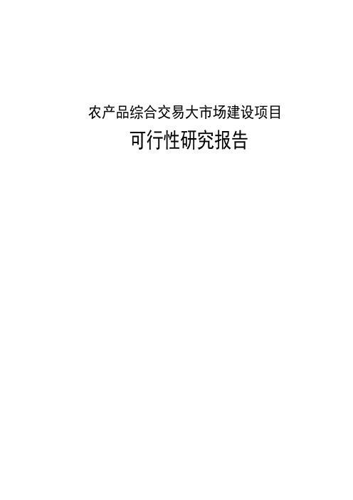 农产品综合交易大市场建设项目可行性研究报告