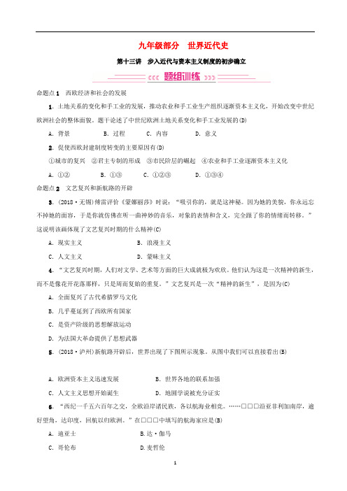 中考历史突破 第十三讲 步入近代与资本主义制度的初步确立检测