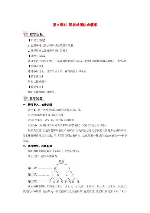 新河县一中九年级数学下册第4章概率4.2概率及其计算4.2.2用列举法求概率第2课时用树状图法求概率