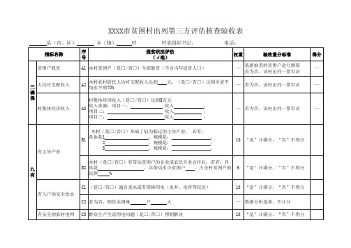 精准扶贫贫困村出列第三方评估核查验收表