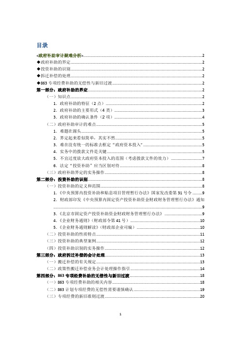 政府补助审计疑难分析