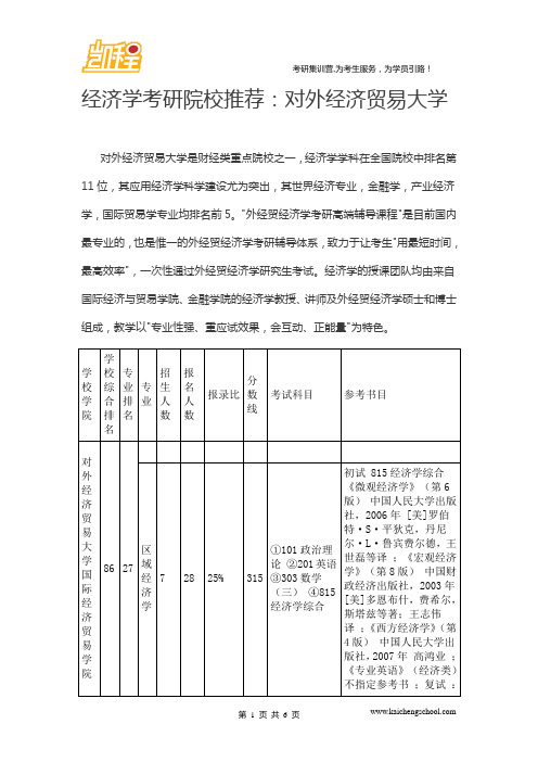 外经贸经济学考研院校推荐：对外经济贸易大学