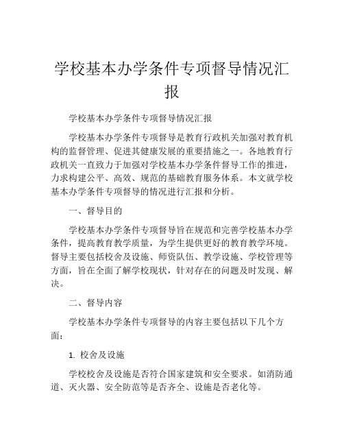 学校基本办学条件专项督导情况汇报