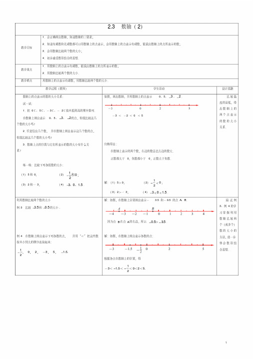 苏科初中数学七年级上册《2.3数轴》教案(2)-精品