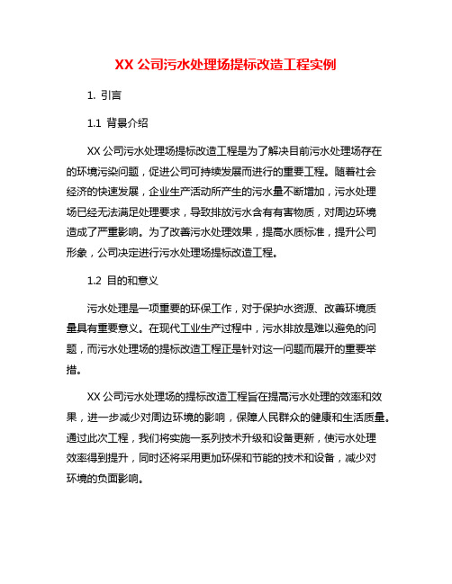 XX公司污水处理场提标改造工程实例