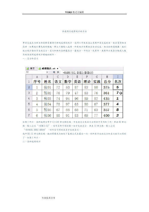 快速进行成绩统计方法