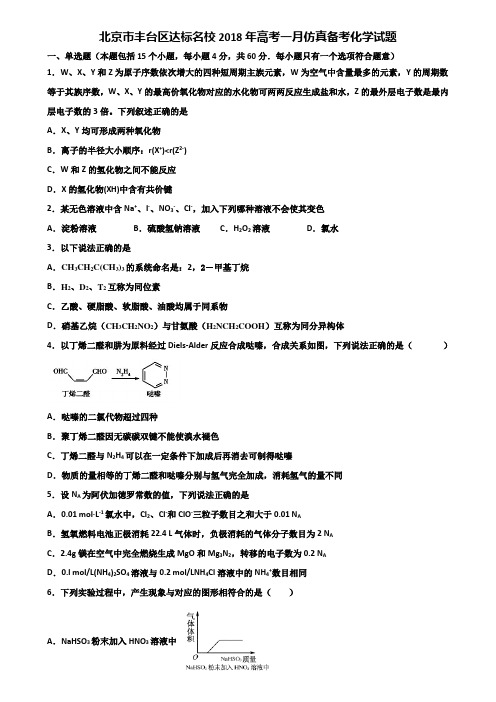 北京市丰台区达标名校2018年高考一月仿真备考化学试题含解析