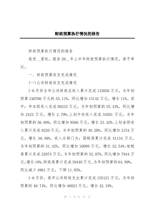 财政预算执行情况的报告