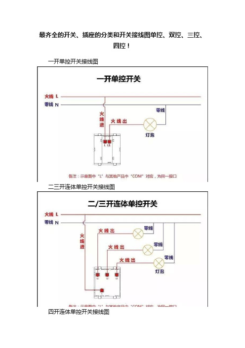 最齐全的开关、插座的分类和开关接线图单控、双控、三控、四控！