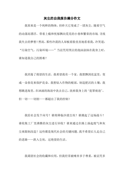 灰尘的自我报告满分作文