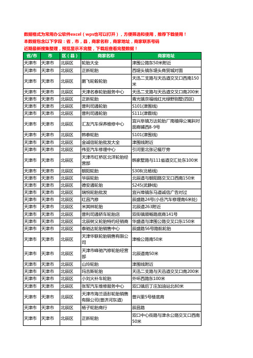 2020新版天津市天津市北辰区汽车轮胎工商企业公司商家名录名单联系电话号码地址大全142家