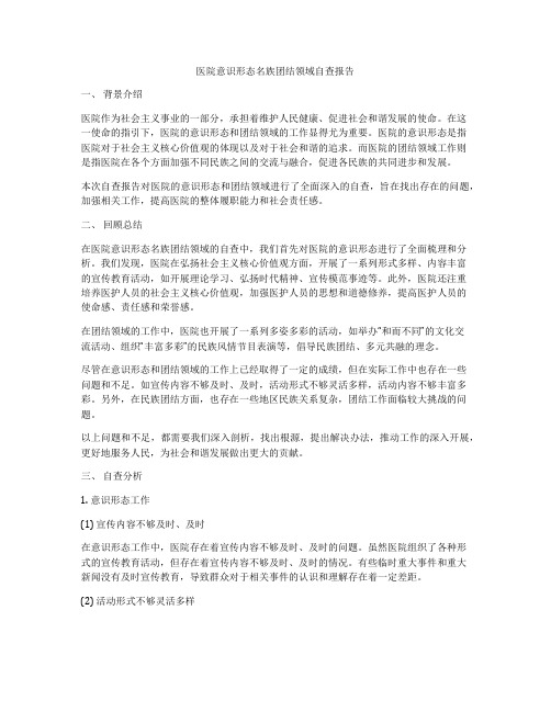 医院意识形态名族团结领域自查报告