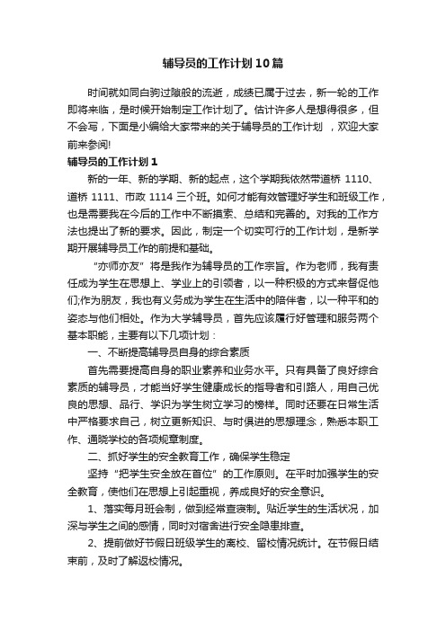 辅导员的工作计划10篇