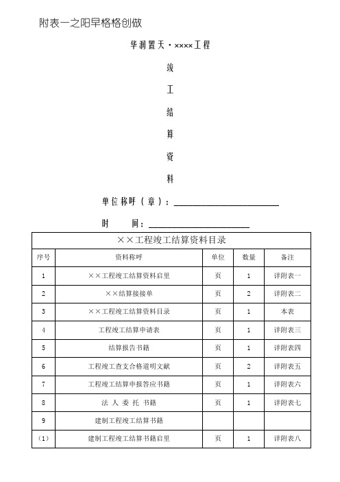 结算资料模板