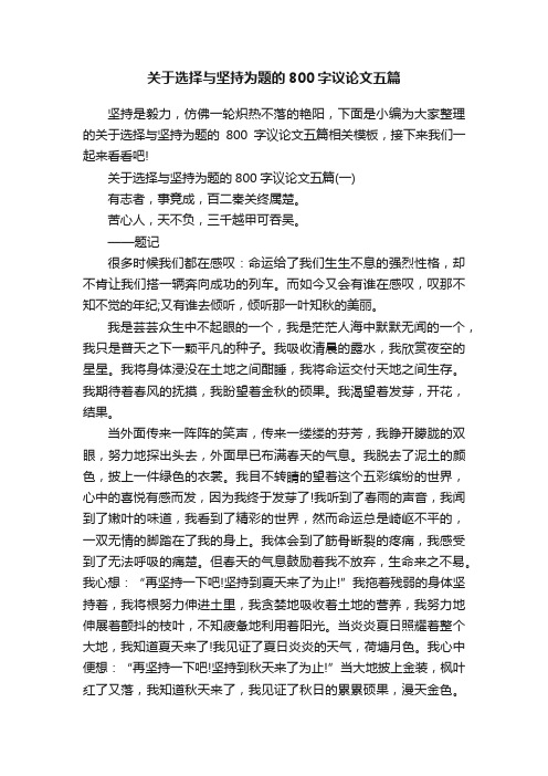 关于选择与坚持为题的800字议论文五篇