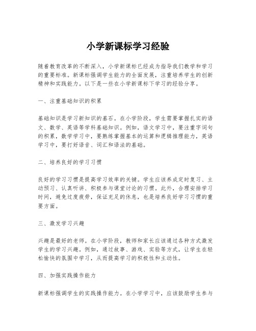 小学新课标学习经验