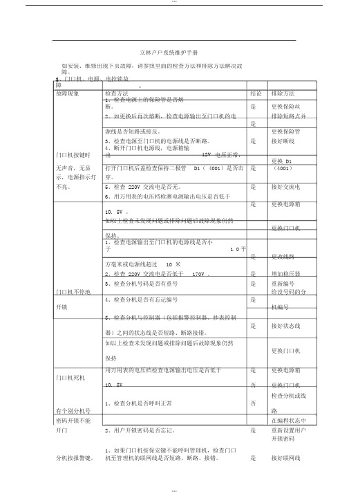 立林户户可视对讲的维护手册