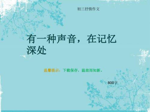 初三抒情作文《有一种声音,在记忆深处》800字(总11页PPT)