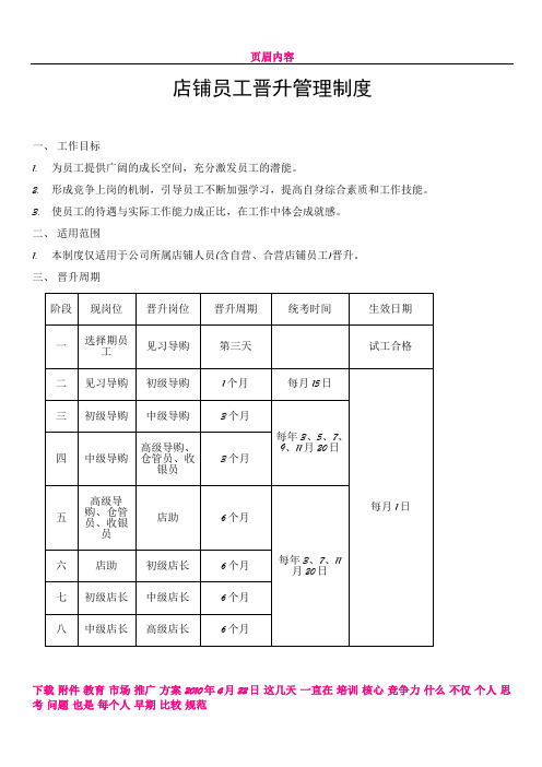 专卖店终端店铺员工晋升管理制度(修订)