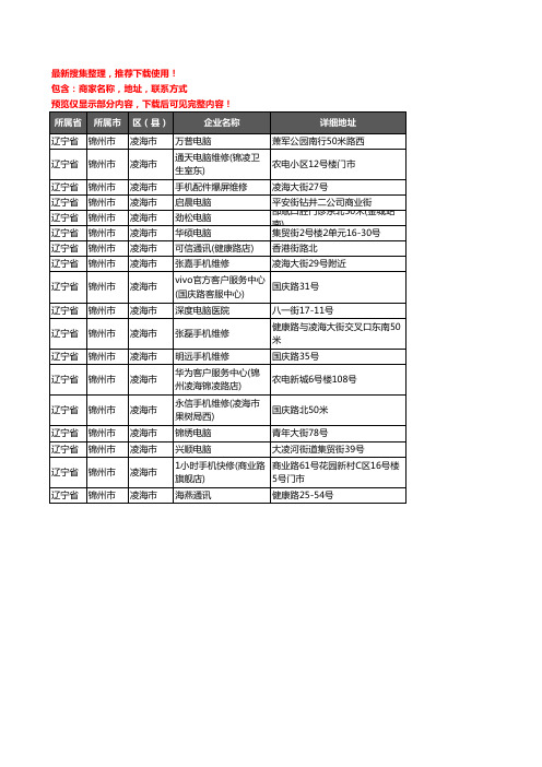 新版辽宁省锦州市凌海市数码维修企业公司商家户名录单联系方式地址大全18家